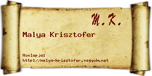 Malya Krisztofer névjegykártya